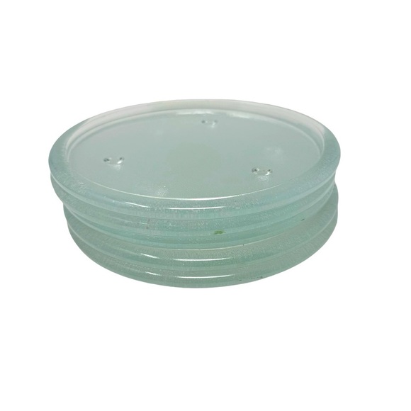 Textured Glass 8” Round Footed Candle Coaster - Picture 5 of 5